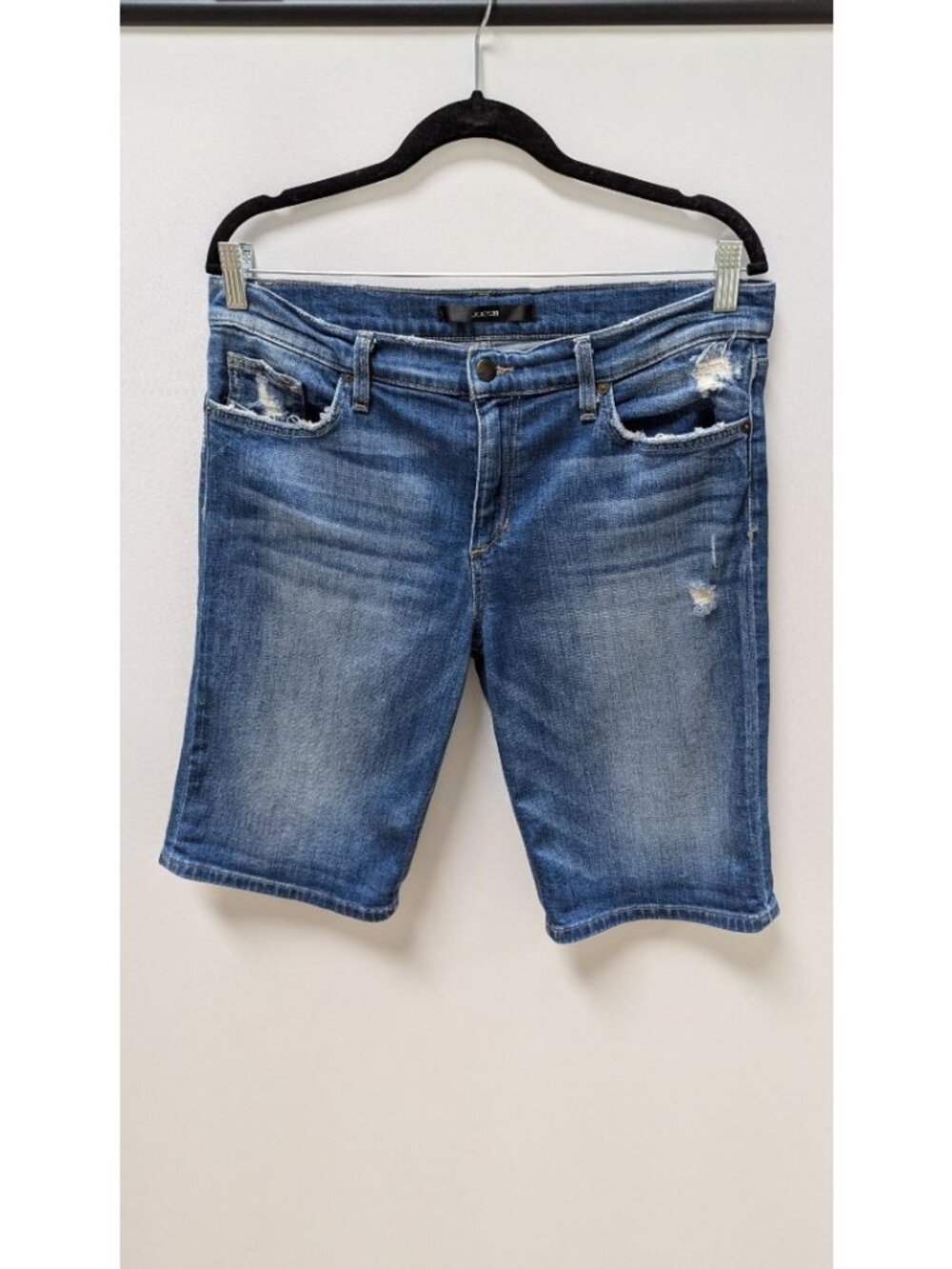 Joe's Medium Wash Distressed Denim Bermuda Shorts